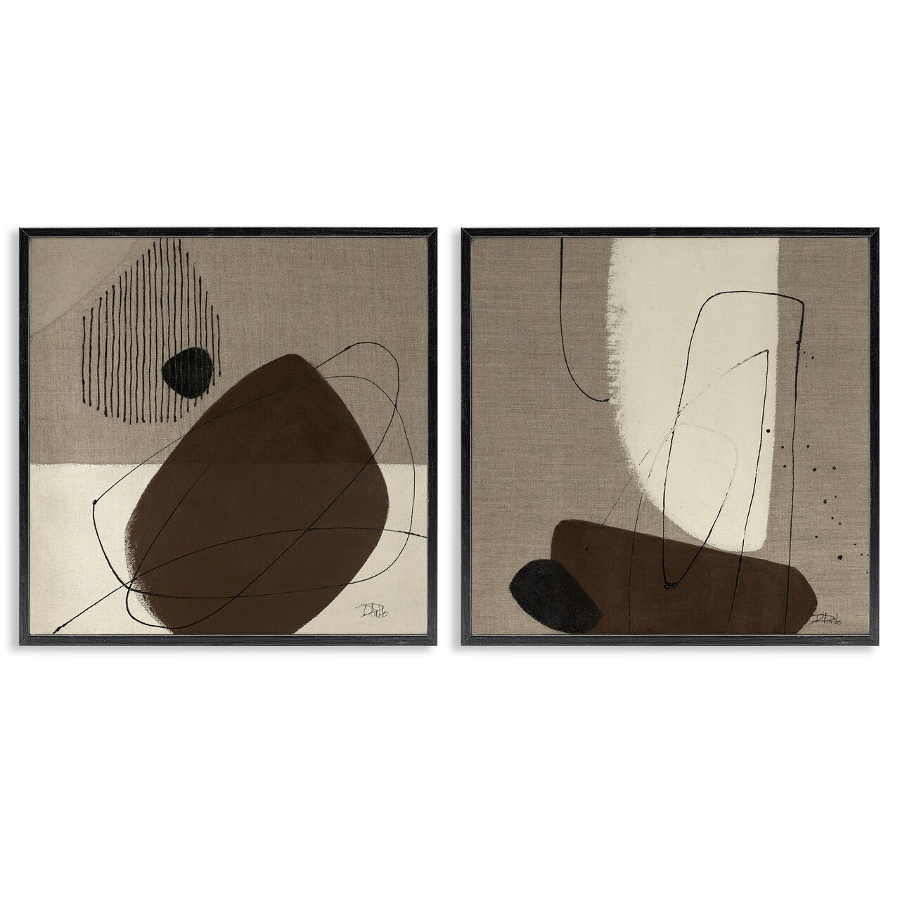 Stupell Industries Brown Hidden Lines 2 pc Framed Giclee Wall Art Set Design by Patricia Pinto